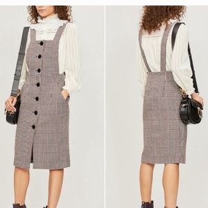 BA&SH Robe Penelope Houndstooth Wool Blend Overall Lady Dress US Size 2 XS NWT